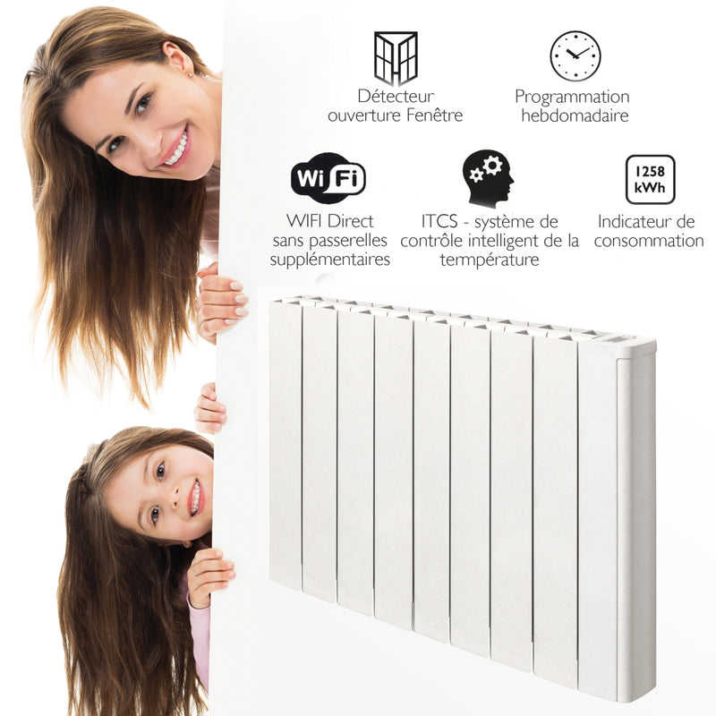 Radiatore Elettrico "CUBO WiFi Plus 1500W " di Ultima Generazione. Innovativo. Potenza 1500W Modulabile ( 50%, 75% o 100%) per un Elevato Risparmio Energetico.